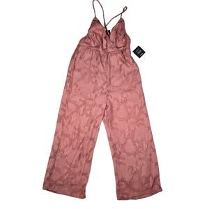 NWT Lulu's Flower Up Mauve Pink Sleeveless Lace-Up Wide-Leg Jumpsuit Large